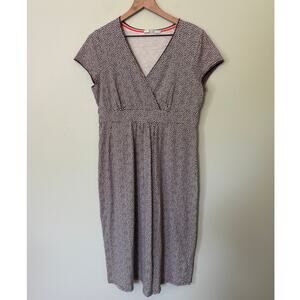 Boden Faux Wrap Polka Dot Dress Brown Size 10 L
